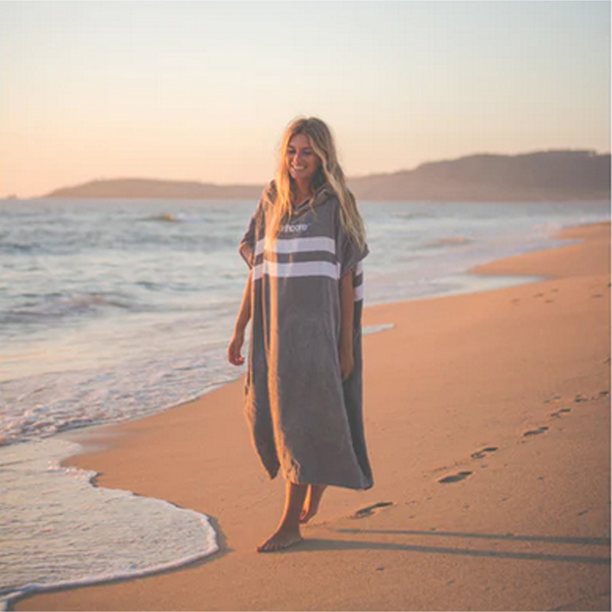 2026 Northcore Beach Basha Stripe Hooded Towel Changing Robe / Poncho  NOCO241 - Grey